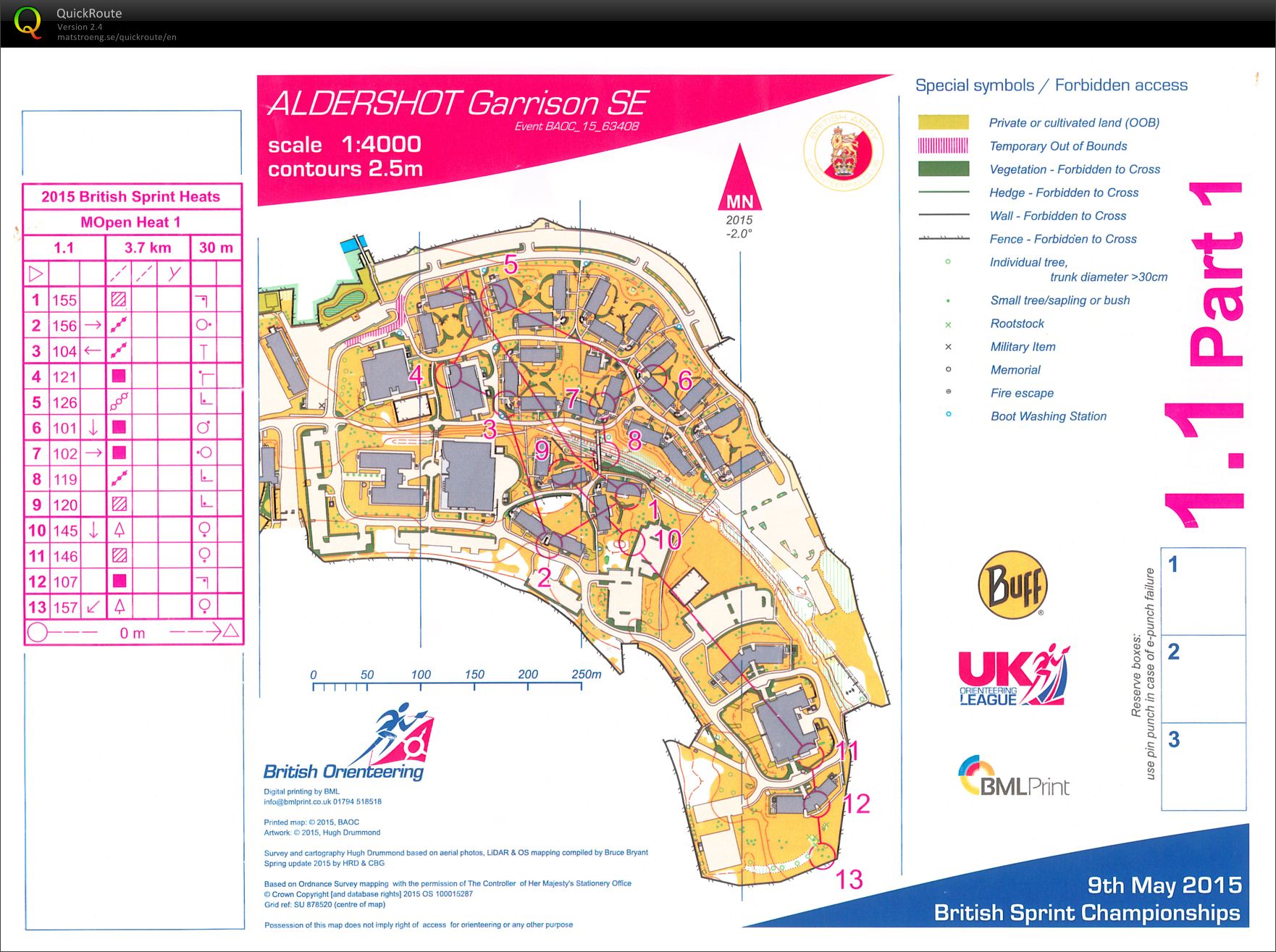 2015 British Sprint Championships - Men Open - Heat 1 (Map 1) (09-05-2015)