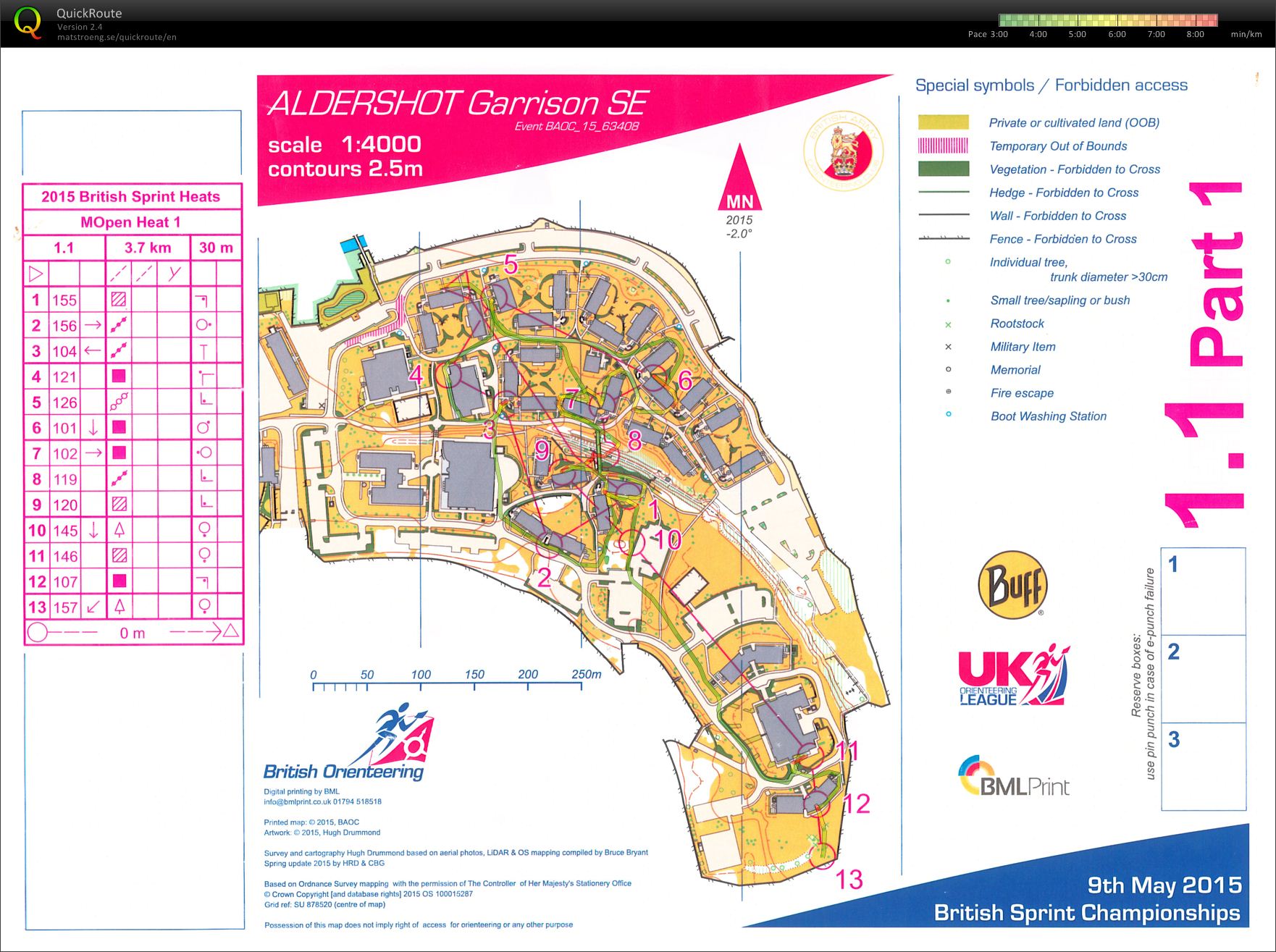 2015 British Sprint Championships - Men Open - Heat 1 (Map 1) (09/05/2015)