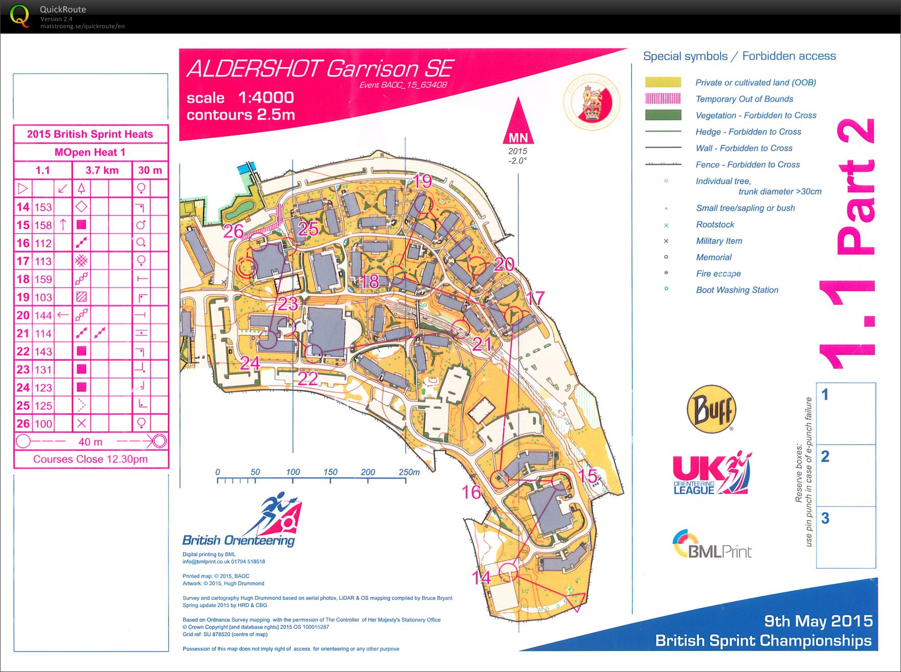 2015 British Sprint Championships - Men Open - Heat 1 (Map 2) (09.05.2015)