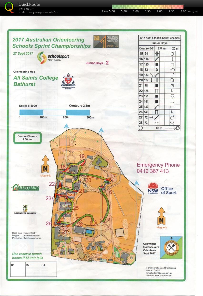 2017 Australian Orienteering Schools Sprint Championships Map 2 (27/09/2017)