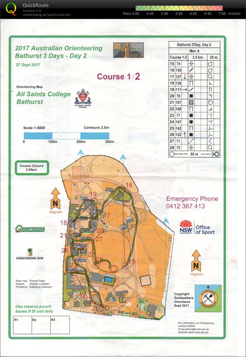 All Saints College Map My Digital Orienteering Map Archive :: 2017 Bathurst 3 Day Sprint Map 2  (27/09/2017)