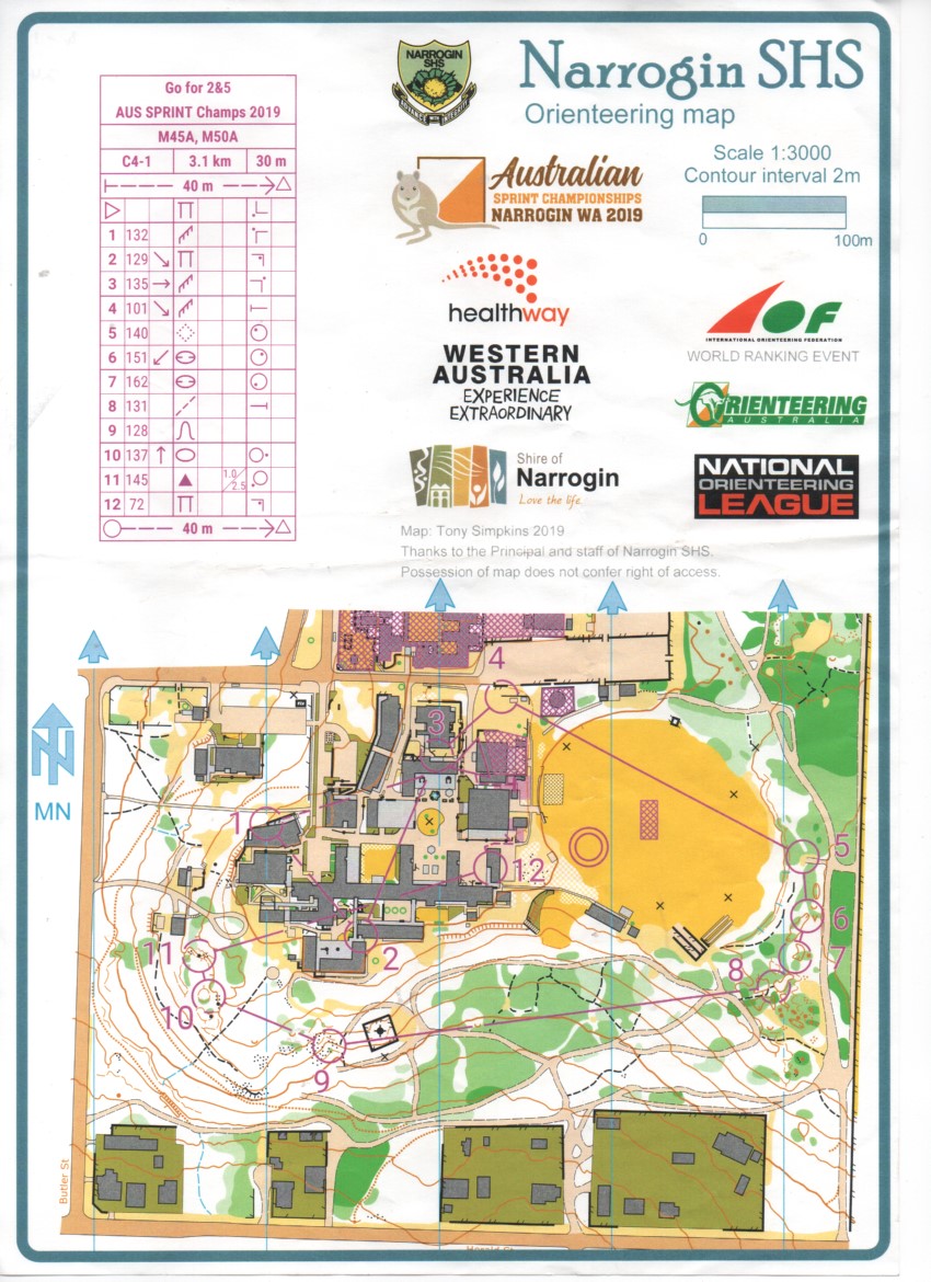 2019 Australian Sprint Championships map 1 (30/04/2019)