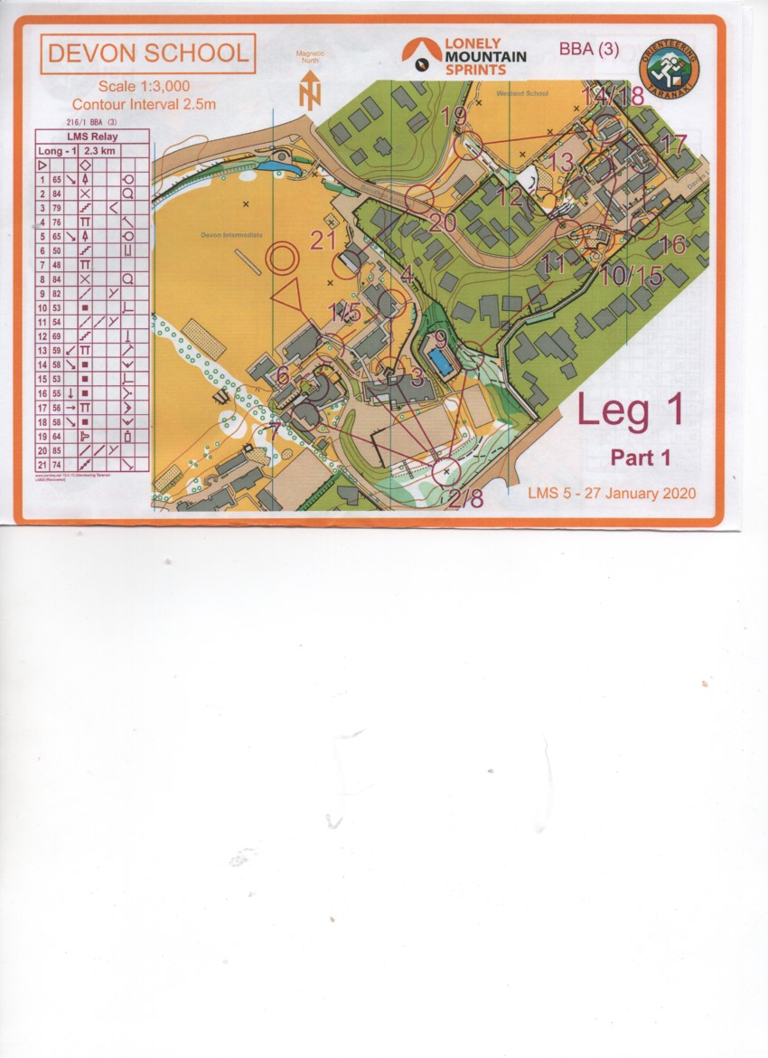 2020 Lonely Mountain Sprint Relay map 1 of 2 (27/01/2020)