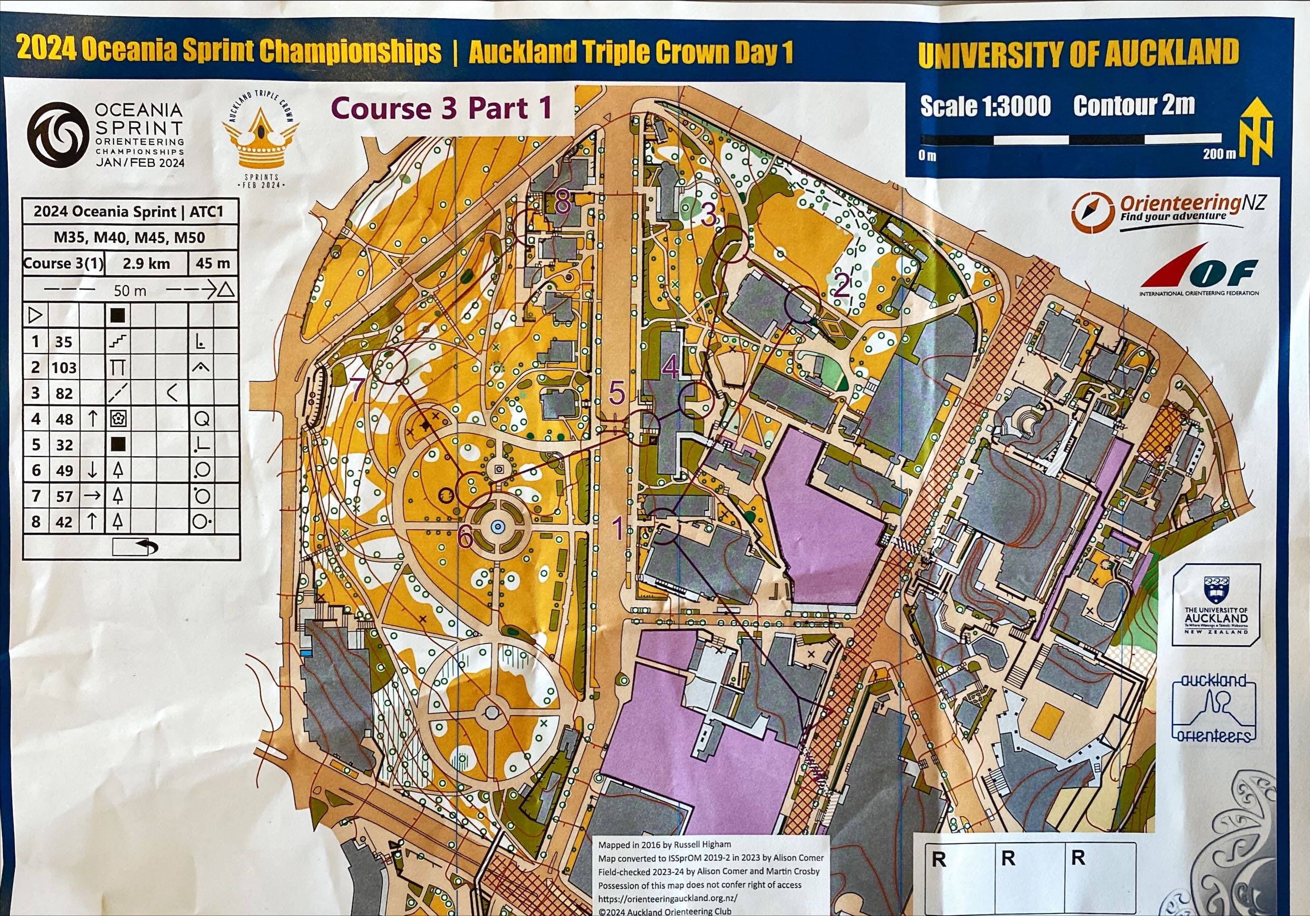 2024 Oceania Championships Sprint map 1 of 2 (03/02/2024)