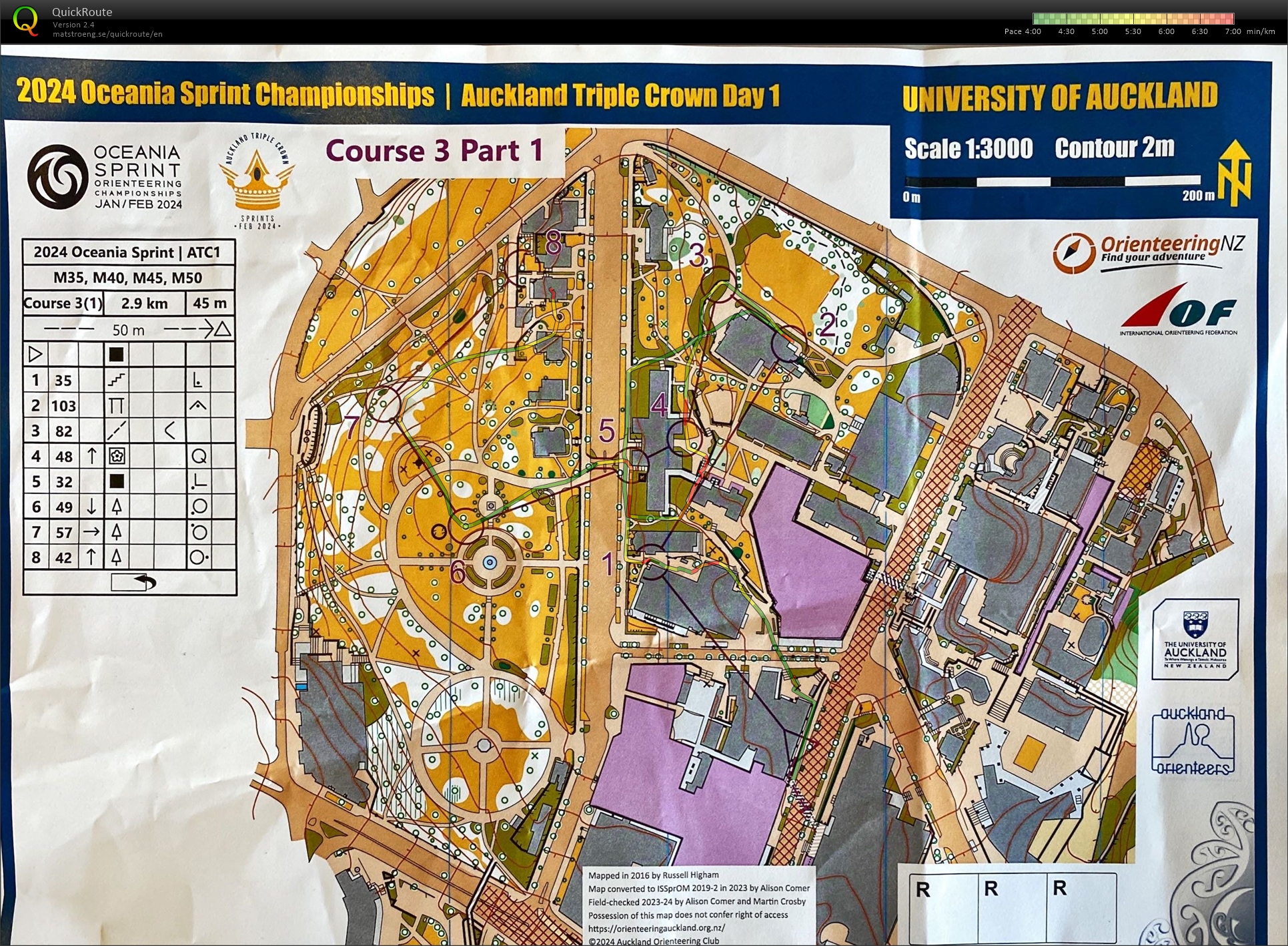 2024 Oceania Championships Sprint map 1 of 2 (03/02/2024)