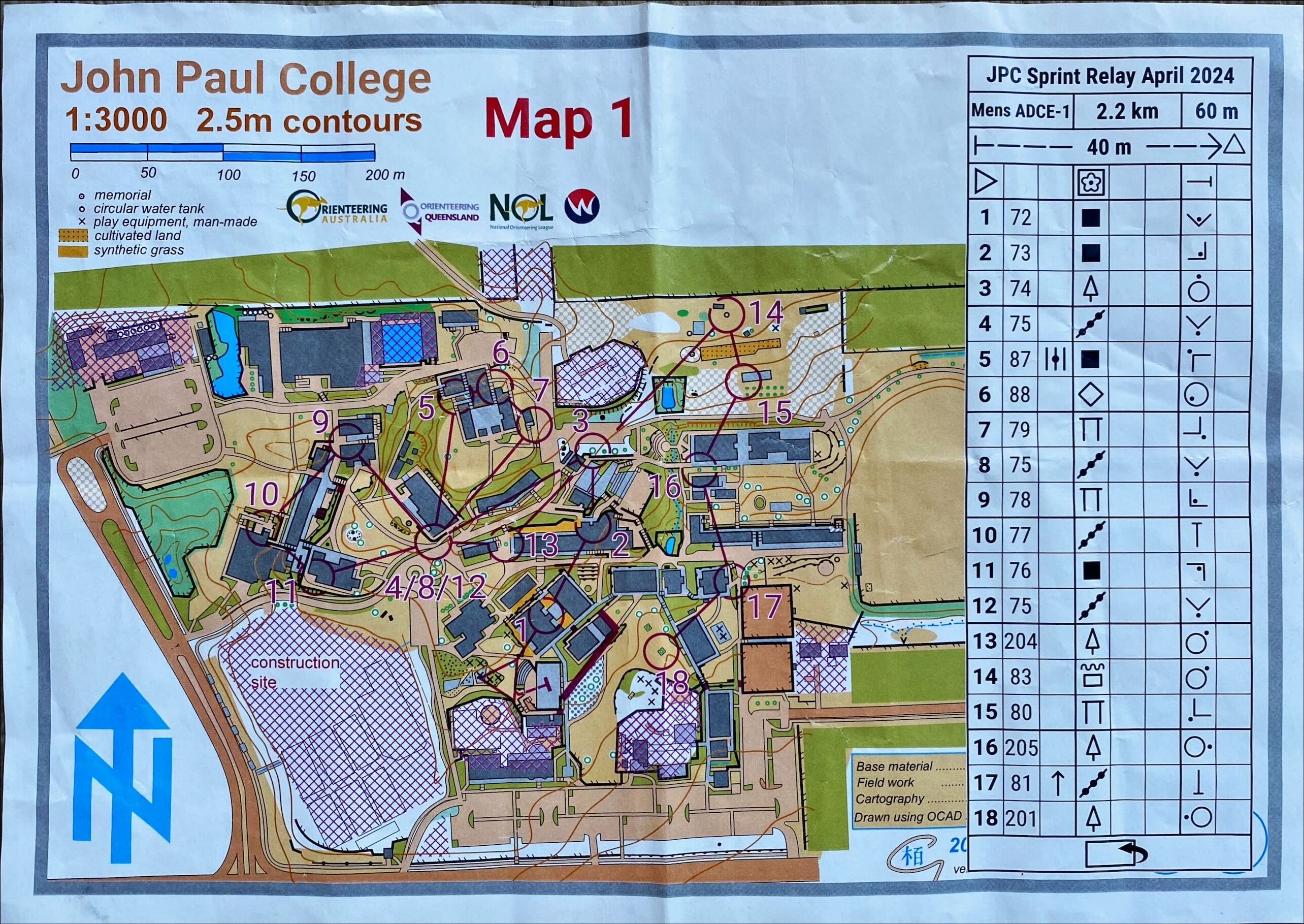 2024 NOL Sprint Relay map 1 (27/04/2024)