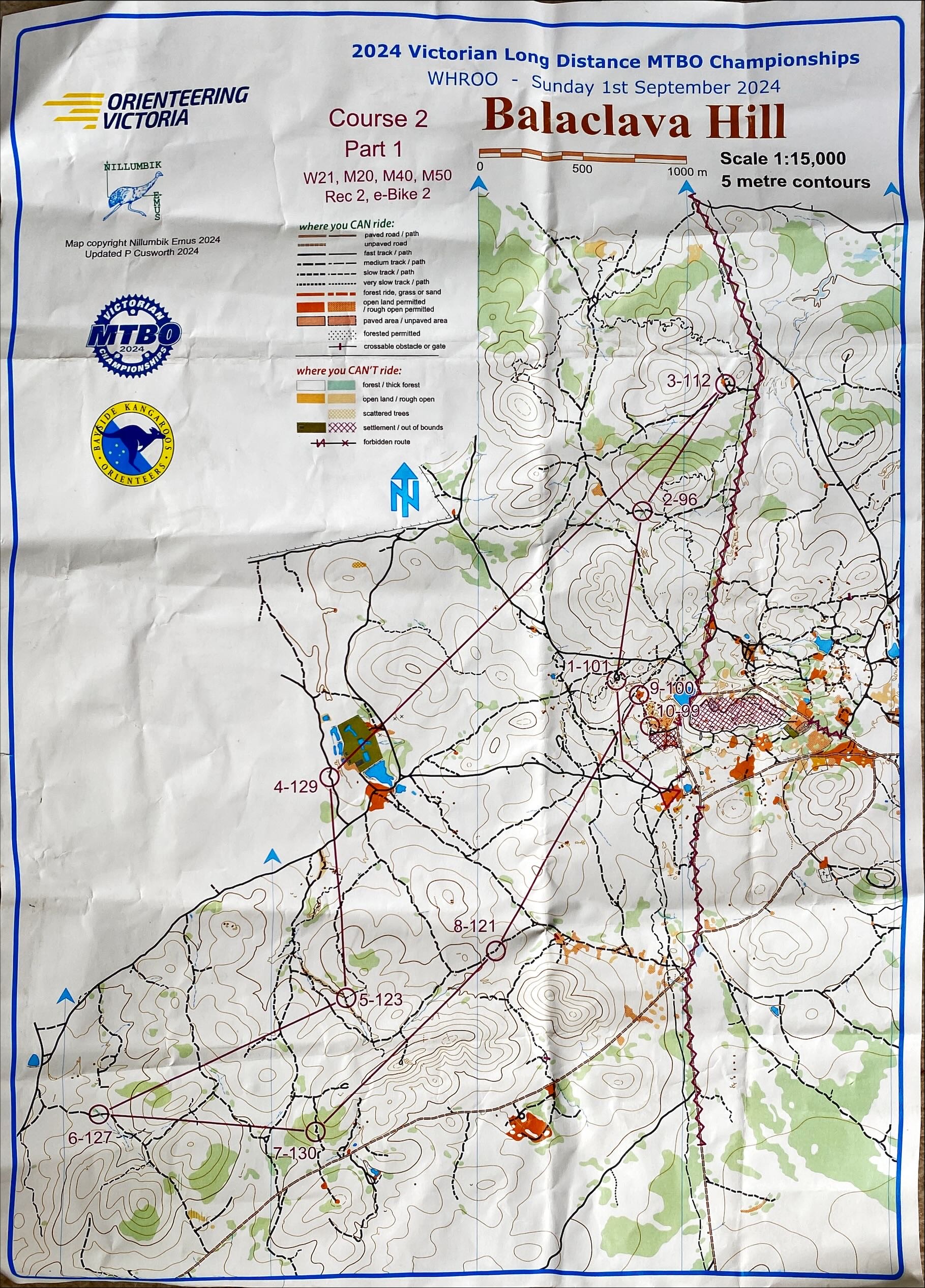 2024 Victorian MTBO Long Championship map 1 of 2 (01/09/2024)