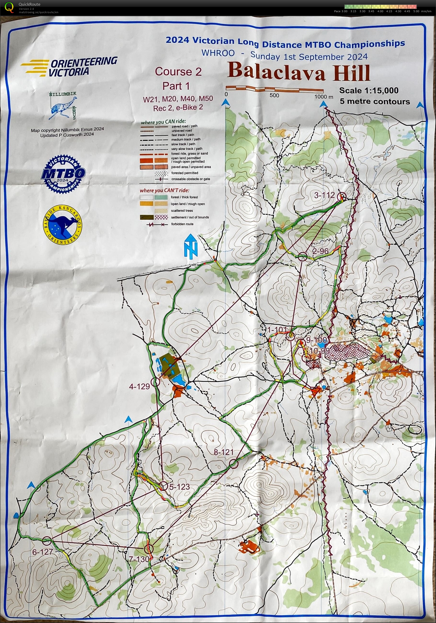 2024 Victorian MTBO Long Championship map 1 of 2 (01/09/2024)