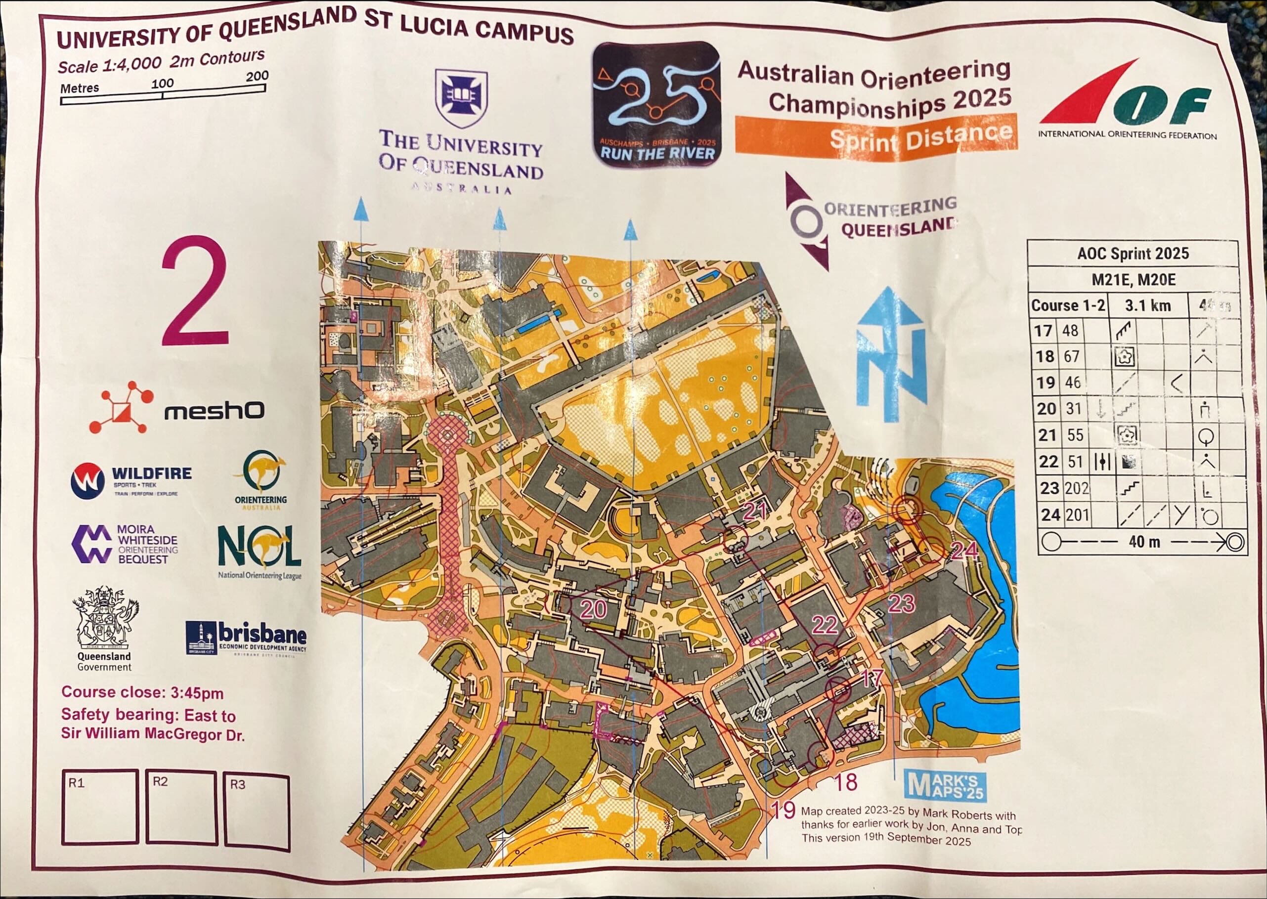 2025 Australian Championships Sprint Distance map 2 of 2 (27/09/2025)