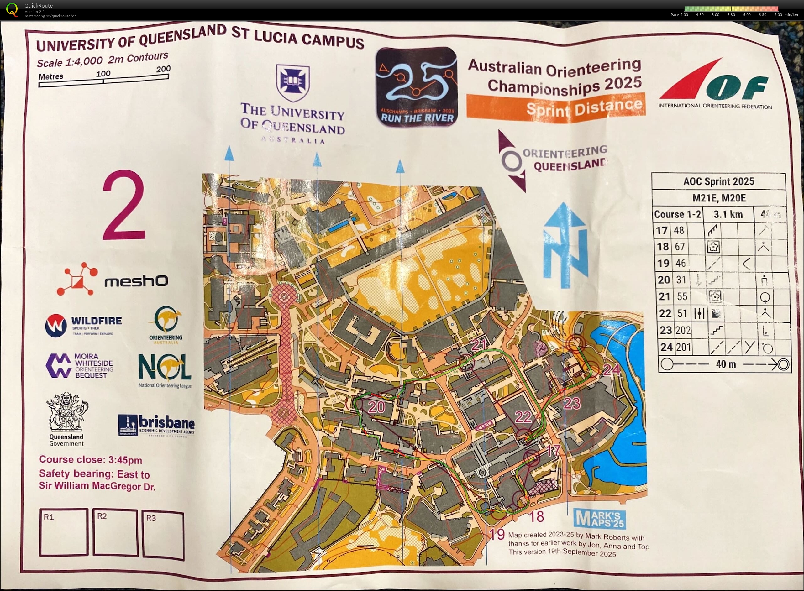2025 Australian Championships Sprint Distance map 2 of 2 (27/09/2025)