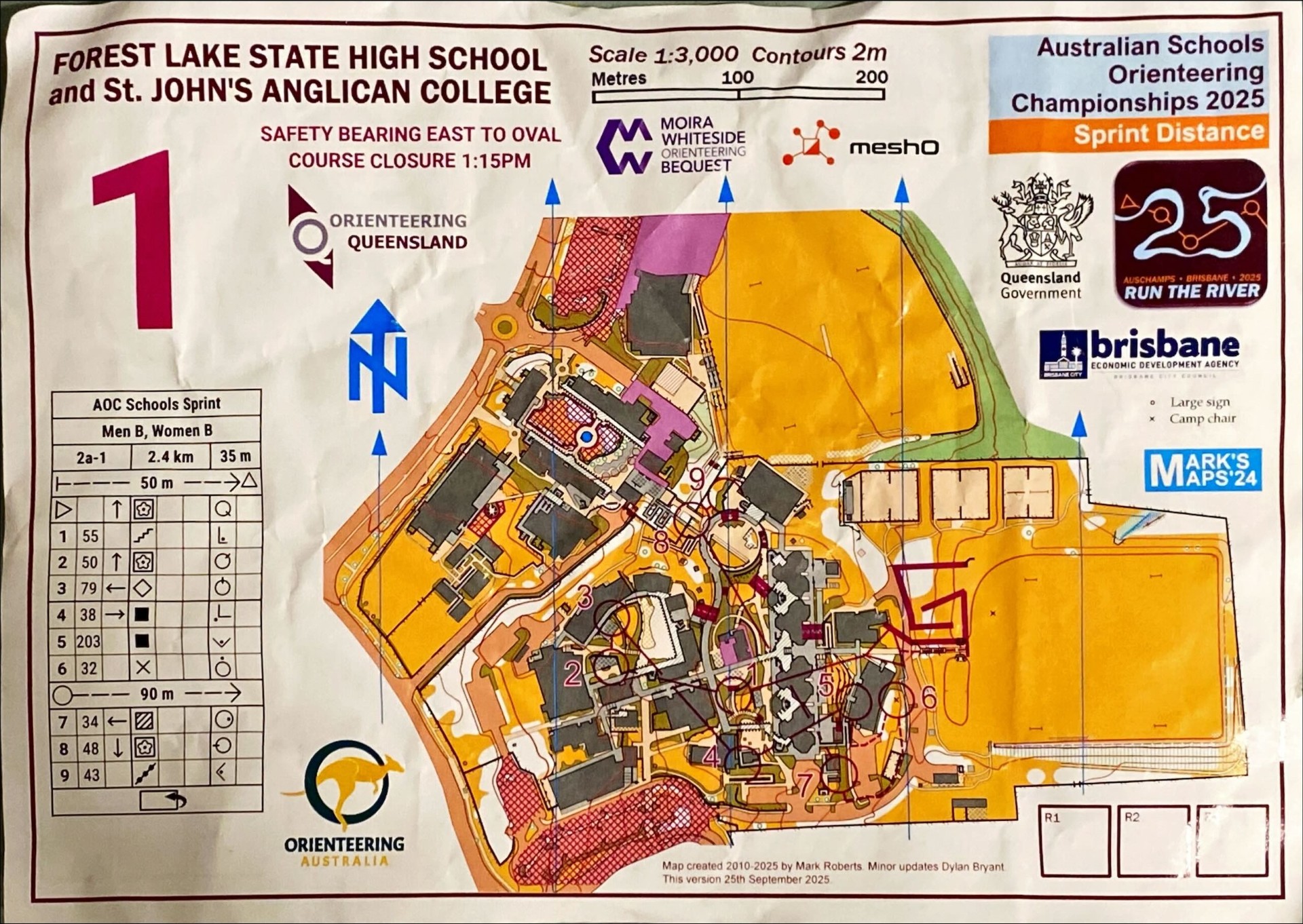 2025 Run The River Stage 1 map 1 of 2 (30-09-2025)