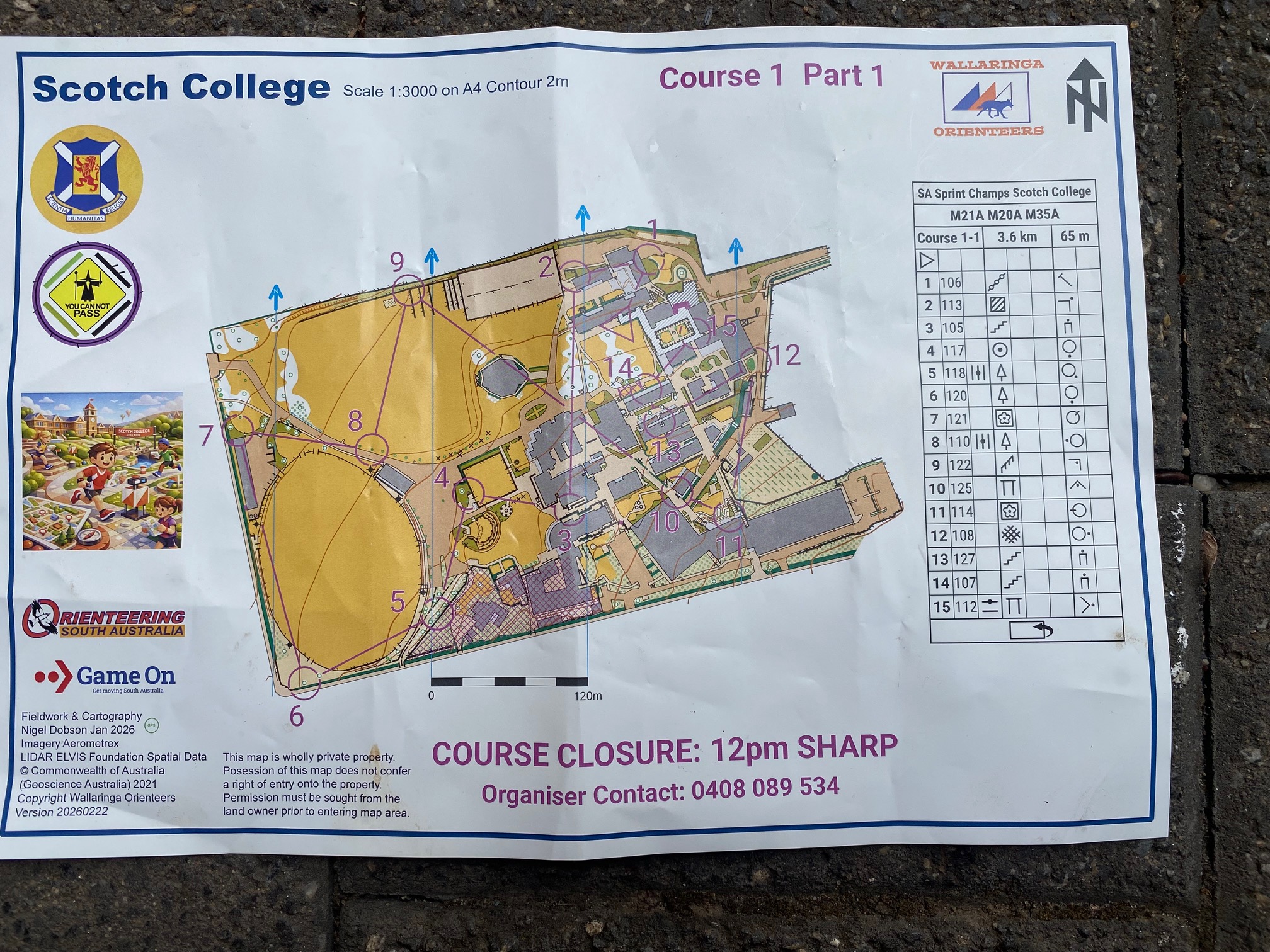 2026 SA Sprint Championships map 1 of 2 (01/03/2026)