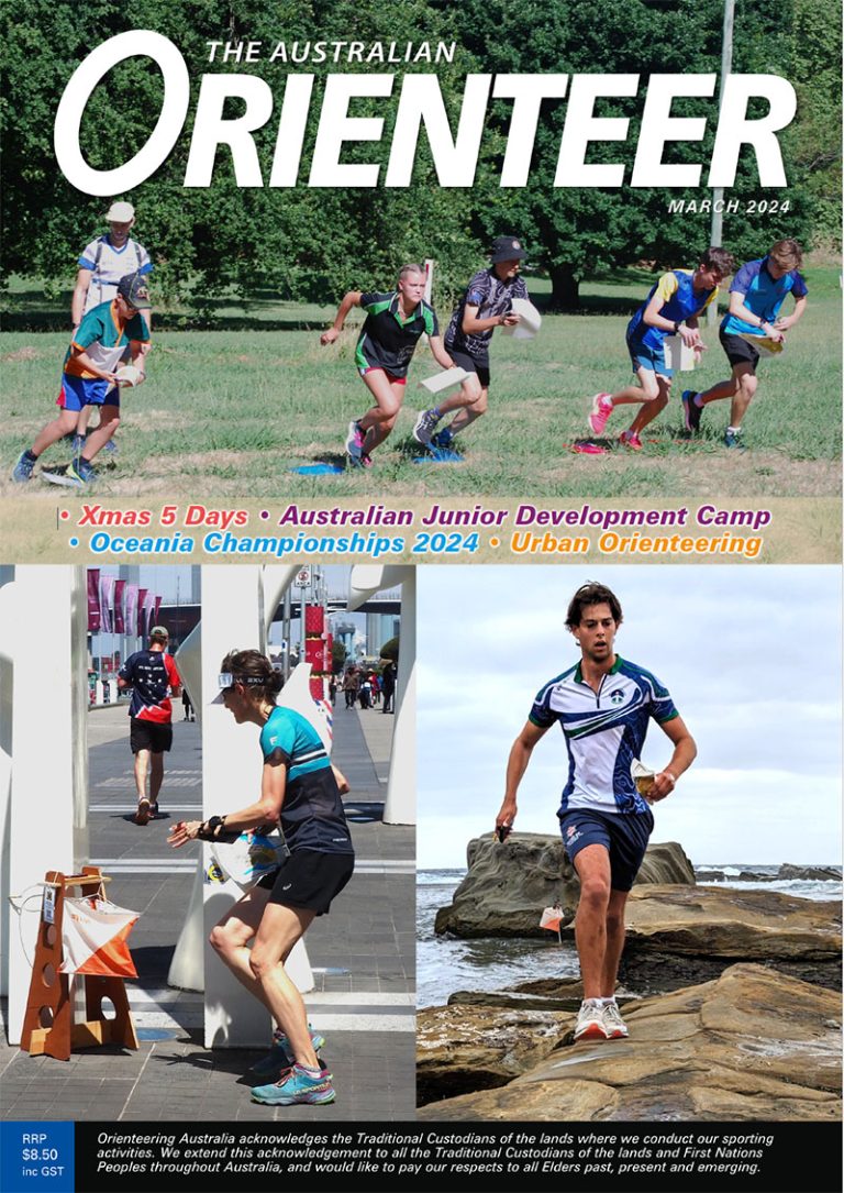 Front page of the March 2024 edition of The Australian Orienteer