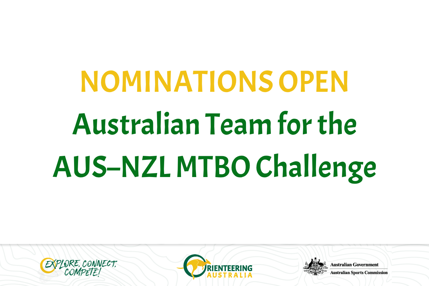 Nominations open for the Australian team for the AUS–NZL MTBO Challenge (banner text).