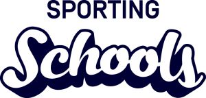 Sporting School logo: uppercase 'SPORTING' above a large blue cursive 'School' wordmark.