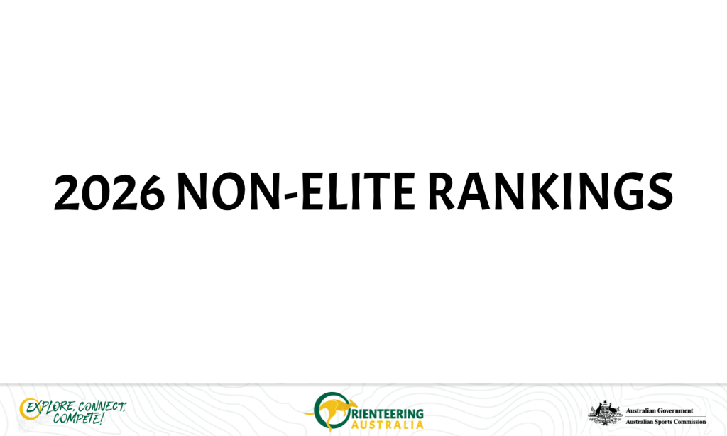 Banner showing the title '2026 NON-ELITE RANKINGS' with logos of Explore Connect Compete, Orienteering Australia, and Australian Sports Commission along the bottom edge.