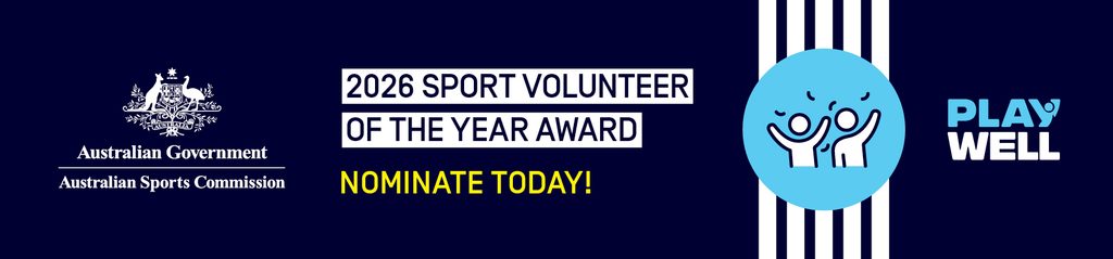 39166 Sport Volunteer of the Year Award 2026 collateral-4 - Orienteering Australia Promotional banner inviting nominations for the 2026 Sport Volunteer of the Year Award, with 'Nominate Today' and sponsor logos on each side.
