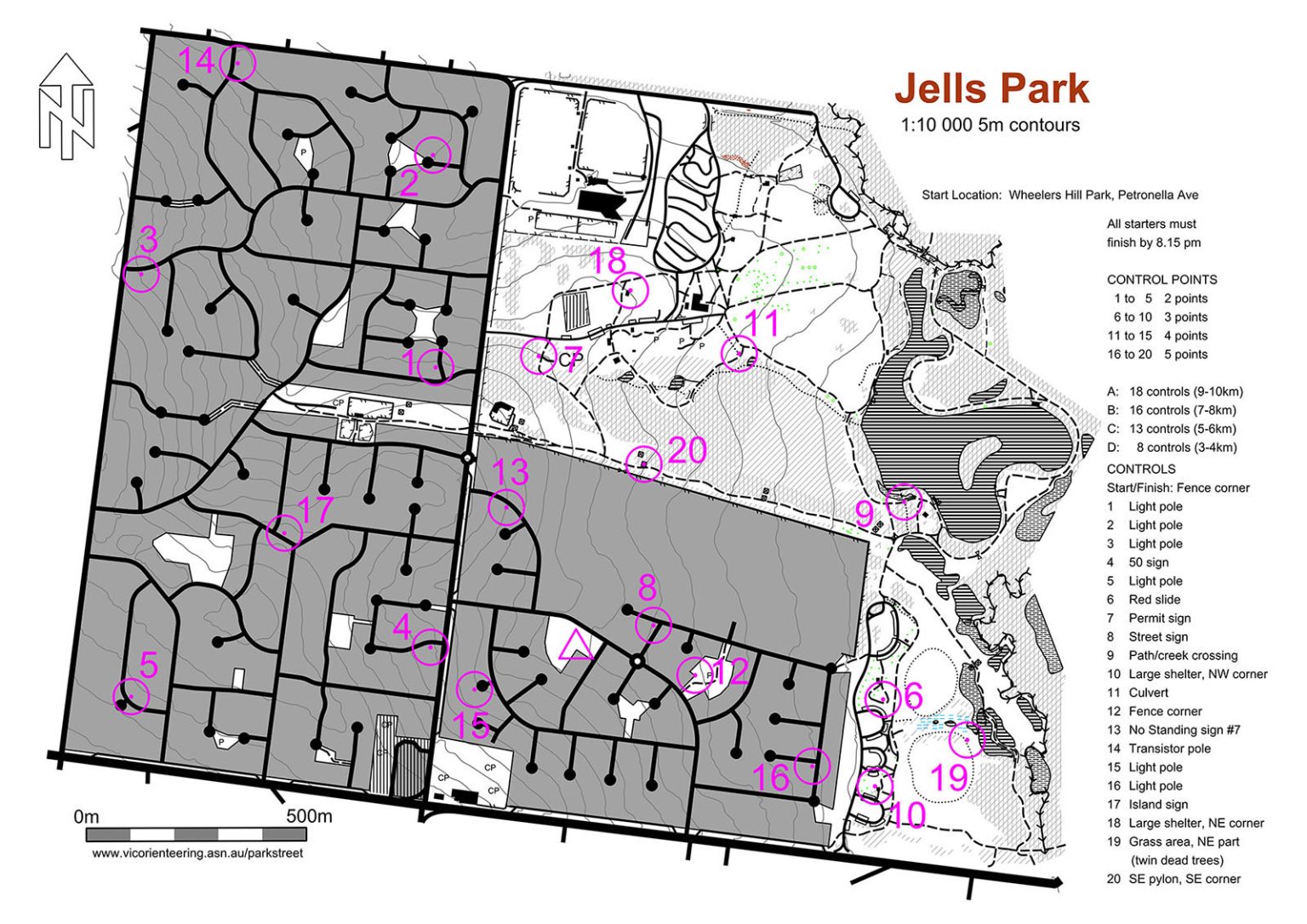 park/street orienteering map example
