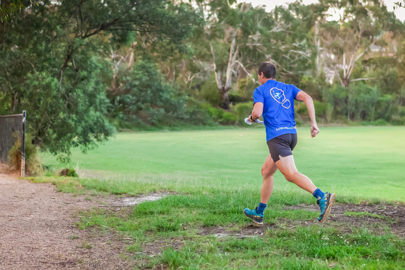 Competitor heading out on a course in a Melbourne park/street orienteering event. A well-planned strategy is in place to optimise the number of controls visited! Photo by Frankie